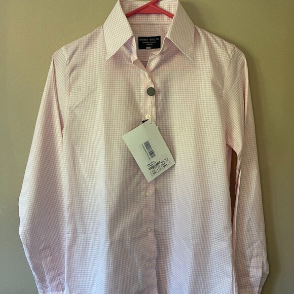 EMMA WILLIS Slim-Fit Checked Cotton Oxford Shirt Size XS NWT Made in England - Picture 2 of 6